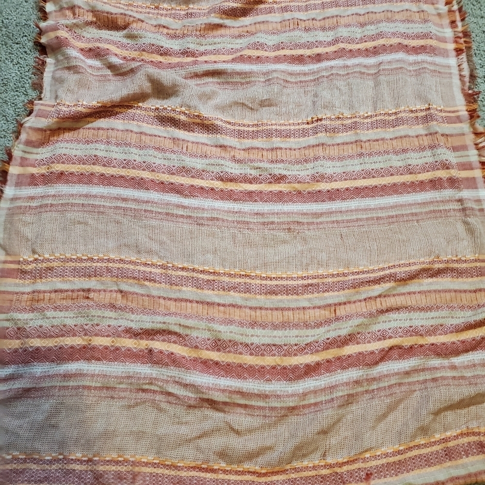Infinity Patterned Red and Orange Striped Scarf - Picture 9 of 11